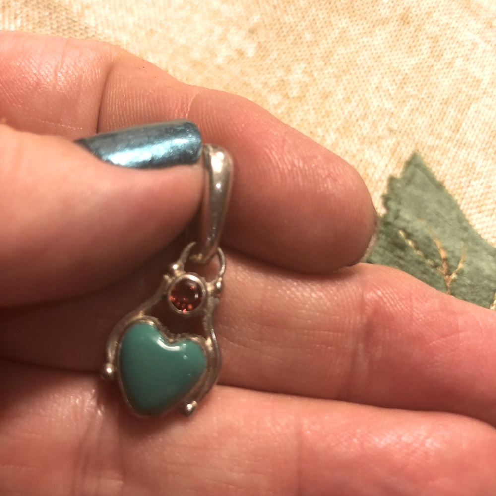 Sterling Silver turquoise and red stone pendant